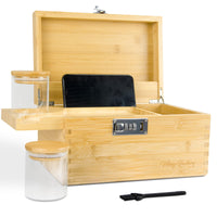 1 x RAW Customer Returns Viking Factory Large Bamboo Box Tray Set with Combination Lock, Premium Removable Tray, and All Accessories 27 18 15CM Bamboo  - RRP €54.38