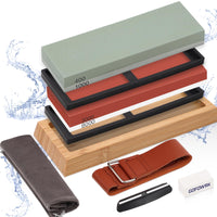 1 x RAW Customer Returns GOFOWRK Whetstone Set, Professional Whetstone Knife Double-Sided 400 1000 3000 8000 Grit, Whetstone with Storage Bag, 2 Sharpening Stones and 7 Accessories - RRP €43.14