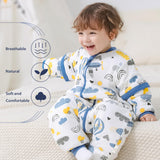 1 x RAW Customer Returns Baby Sleeping Bag with Legs and Winter Warm Lining, Detachable Sleeves, Unisex Pajamas for Girls and Boys, Blue Plane, 6-18 Years Baby Height 75-85cm  - RRP €27.58