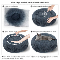 1 x Brand New ETACCU Cat Bed Large Cats Fluffy - 60 cm Donut Cat Cushion Bed Washable, Plush Cat Bed Cat Basket Round Cuddly Bed, Dark Grey - RRP €18.53