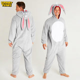 1 x RAW Customer Returns Looney Tunes Jumpsuit Men - Onesie Men Sizes M-2XL - Cozy Hooded Fleece One-Piece Jumpsuits for Men Grey Bugs Bunny, XL  - RRP €29.11