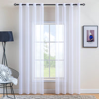 1 x RAW Customer Returns MIULEE Set of 2 Voile Curtains with Eyelets Transparent Curtain Made of Voile Polyester Living Room Airy Decorative Curtain for Bedroom White 245 x 140cm H x W , Grommet Top - RRP €18.69