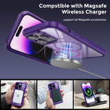 1 x RAW Customer Returns Aunote iPhone 14 Pro Case Compatible with MagSafe, 360 Degree Protection Military Shockproof Case, Integrated Tempered Glass Protection, Transparent Back Slim Case for iPhone 14 Pro. Purple - RRP €19.99