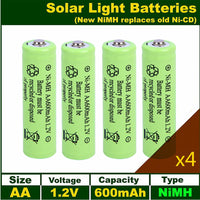 1 x RAW Customer Returns CICMOD 4 Pack AA Rechargeable 1.2V NI-MH Solar Rechargeable Batteries - RRP €10.07