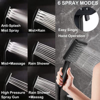 1 x RAW Customer Returns Shower head with hose, water-saving shower head with hose 1.5 m hand shower, shower head, rain shower, pressure increasing with 6 jet types, high pressure shower head, large shower head - RRP €21.84