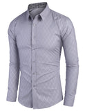 1 x RAW Customer Returns COOFANDY Men s Shirts Long Sleeve with Pattern Business Shirt Men Regular Fit Casual Shirts Men Shirt Non-Iron,Light Grey,S - RRP €37.3