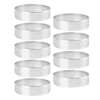 1 x RAW Customer Returns Frcctre 9 Pcs Round Cake Rings Perforated Baking Cake Rings Stainless Steel Non-Stick Round Cake Ring Mousse Rings Metal Baking Cake Mold Baking Dessert Ring for Home Tool - RRP €26.9