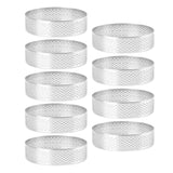 1 x RAW Customer Returns Frcctre 9 Pcs Round Cake Rings Perforated Baking Cake Rings Stainless Steel Non-Stick Round Cake Ring Mousse Rings Metal Baking Cake Mold Baking Dessert Ring for Home Tool - RRP €26.9