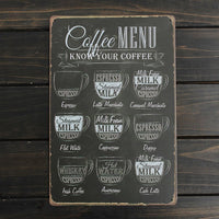 1 x RAW Customer Returns WINOMO Vintage Style Metal Tin Sign 20cmx30cm Coffee Menu - RRP €30.0