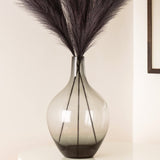 1 x RAW Customer Returns Floor vase for pampas grass, floor vase large XXL, glass vase large, round glass vase, belly vase glass, large vase glass decoration modern, floor decoration, 39 cm high, grey black - RRP €59.5