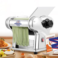 1 x RAW Customer Returns Moongiantgo Pasta Machine Electric Stainless Steel, Pasta Machine, Pasta Maker with 2 Blades of 1.5 mm and 4 mm, 9-Level Thickness Adjustment 0.3-3 mm for Pasta, Fettuccine, Tagliolini, Ravioli, Dumpling - RRP €205.57