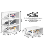 1 x RAW Customer Returns Yorbay shoe box, set of 3, stackable shoe organizer, plastic box with transparent door, reusable shoe storage, 37 x 26 x 16 cm, for shoes up to size 48, white - RRP €36.38