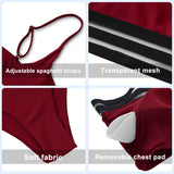 1 x RAW Customer Returns TOMEEK Women s Bikini Set with Mesh Two Piece Swimsuit Push up Padded High Cut Sports Swimwear High Waist Bikinis for Women Wine Red, L  - RRP €31.25