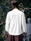 1 x RAW Customer Returns YBENLOVER Men s Medieval Shirt Stand-Up Collar Lace-Up Shirt Renaissance Victorian Viking Costume V-Neck Pirate Shirts M, White  - RRP €22.99