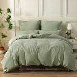 1 x RAW Customer Returns SOULFUL double muslin bed linen 155x220 cotton, bed linen sets 1 set duvet cover with 1 pillowcase 80x80 cm, OEKO-TEX bed linen liquorice green with zipper - RRP €55.45