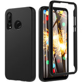 1 x RAW Customer Returns For Huawei P30 Lite Case, Cell Phone Case for Huawei P30 Lite, Shockproof Case 360 Degree All-round Protection Protective Case Liquid Silicone Case with Built-in Screen Protector Robust Bumper Outdoor Cover Black  - RRP €18.14