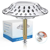 2 x RAW Customer Returns XUEYUXUAN 2 in 1 bathtub plug with hair strainer, drain strainer bathtub hair catcher, plug bathtub with filtration design, drain plug bathtub brass anti-clogging height adjustable - RRP €36.2