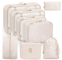 1 x RAW Customer Returns MURISE 8-piece packing cubes, clothes bags, suitcase organizer for vacation and travel, packing cube set, travel cubes, organization system for suitcases - beige - RRP €18.32