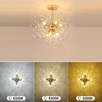 1 x RAW Customer Returns Modern Crystal Chandelier Gold 8 G9 Led Ceiling Light Fireworks Shape, Chrome Chandelier Pendant Lamps for Bedroom, Living Room, Corridor - RRP €64.91