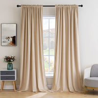 1 x RAW Customer Returns MIULEE 2 Pieces Velvet Curtains Opaque Blackout Curtain Rod Pocket Curtain Curtains Velvet Blackout Curtains Sliding Curtains for Bedroom Living Room 140 x 225 cm W x H Taupe - RRP €34.7