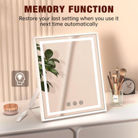 1 x RAW Customer Returns FUNTOUCH cosmetic mirror with lighting large, make-up mirror with light, 3 color temperatures adjustable, 360 rotation, touch control, plug-in, makeup mirror for home white  - RRP €42.85