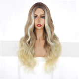 1 x RAW Customer Returns PORSMEER Women s Ombre Blonde Wig with Platinum Blonde Highlight Wig Synthetic Hair Natural Wig Long without Bangs Wavy Brown Blonde Wig for Women 26 Inches - RRP €24.19