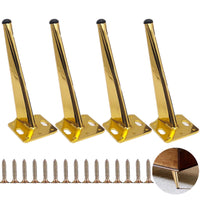 1 x RAW Customer Returns KMERCE 4 pieces furniture feet metal gold, cabinet feet 15 cm, dresser feet, sofa feet, feet for furniture, table legs for coffee table, TV cabinet, bed foot, with screws anti-slip mute base - RRP €26.21