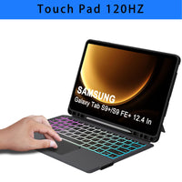 1 x RAW Customer Returns ROOFEI Galaxy Tab S9 FE S9 Plus 12.4 inch case with keyboard QWERTZ - Detachable keyboard with touchpad 7 colored lighting kickstand - Keyboard case for Samsung Galaxy Tab S9 FE Tab S9 2023 - RRP €69.96