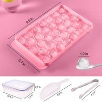 1 x Brand New Ninyoon Freezer Ice Cube Trays, 2 Round Ice Cube Trays with Trash Can, Spoon Tongs - Making 66 Pellet Ice Cube Trays Pink  - RRP €18.37