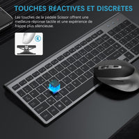 1 x RAW Customer Returns JOYACCESS Wireless Keyboard 2.4GHz AZERTY Keyboard Compact Portable Regular Size Wireless Ergonomic Quiet 2400dpi for PC Laptop Computer Smart TV-Gray and Black - RRP €39.98