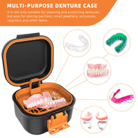 1 x RAW Customer Returns ARGOMAX Leak-proof denture box, portable soaking denture box, denture box with sieve, for dentures and braces black orange . - RRP €26.21