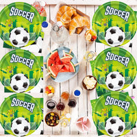 1 x Brand New HGSHUO Football Party Tableware Children s Birthday Decoration Football Birthday Party Tableware Paper Plates Cups Napkins Trophy Football Birthday Party Table Decoration Set 10 People - RRP €17.14