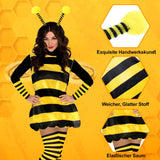 1 x RAW Customer Returns Bee costume adult women with headband wings gloves leg socks glasses bee costume women bee clothing dress costume bee women for bumblebee carnival costume bee women disguise 130  - RRP €32.99