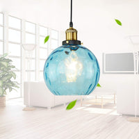 1 x RAW Customer Returns Modern Glass Pendant Light Blue Globe 1-Light Pendant Lamp for Bar Kitchen Dining Room and More - RRP €48.19