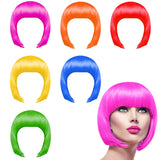 1 x RAW Customer Returns KUUQA 6 pieces party wigs set, neon short bob costume colorful wig daily party toupees for bachelorette neon party, Halloween and decorations wig pack - RRP €27.68