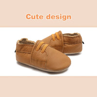 1 x RAW Customer Returns HMIYA Soft Leather Crawling Shoes Baby Shoes First Walker Shoes with Suede Soles for Boys and Girls 0-6 Months 6-12 Months 12-18 Months 18-24 Months 12-18 Months Brown  - RRP €23.18