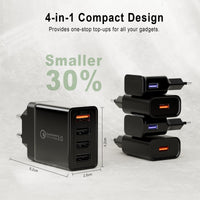 1 x RAW Customer Returns 3 Pack USB Charger Multiple, 4-Ports USB Charging Adapter with 33W Intelligent QC 3.0 Fast Charger Power Supply Plug for Samsung Galaxy S24 S23 S22 S21 S20 FE S10 S9 S8 A70 A54 A34 A14 M54 M13 5g - RRP €24.58