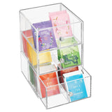 1 x RAW Customer Returns mDesign kitchen organizer with 3 drawers storage box for tea bags, coffee pods, sweeteners and more plastic tea box transparent - RRP €34.01