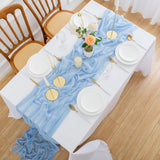 4 x RAW Customer Returns AOKSUNOVA table runner muslin wedding 4m x 80cm cheesecloth table runner decorative fabric light blue - RRP €80.64