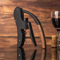 1 x RAW Customer Returns Wine Opener, Compact Vertical Corkscrew, Wine Bottle Opener with Wooden Handle and Built-in Foil Cutter, Wine Key for Servers and Bartenders, Gifts - RRP €20.15