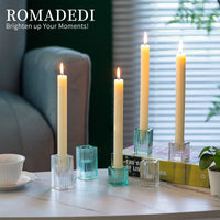 8 x Brand New Romadedi Glass Candle Holder Candlestick Taper Candles - 12PCS Candle Stand for Candles for Wedding Christmas Advent Table Decoration Living Room Modern Decoration - RRP €232.24