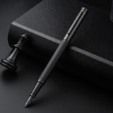 1 x RAW Customer Returns Erofa Fountain Pen, Matte Black, Medium Tip, Classic Design, with Converter and Metal Box, Set - RRP €22.36