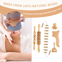 1 x RAW Customer Returns Massage roller back set with handle, Maderotherapy anti-cellulite massager massage wood, massage roller fascia roller Gua Sha cup massage set, lymphatic drainage body, stress relief and relaxation - RRP €42.35