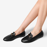 1 x RAW Customer Returns DREAM PAIRS Women s Flat Classic Hamble Loafers with Metal Buckles, Comfortable Moccasins, Slippers Women, Women Business Shoes BLACK SDLS2212W-E Size 40 EUR  - RRP €12.85