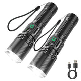 1 x RAW Customer Returns GEARLITE Flashlight LED Rechargeable 2 Pack, 20000 Lumen LED Flashlights Extremely Bright with Holster 5 Modes, IP65 Waterproof Handheld Lamp Zoomable for Camping Emergencies Outdoor Gift - RRP €29.99