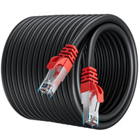 1 x RAW Customer Returns Lan cable 50 meters Cat 7, network cable shielded 50m, internet Ethernet cable high speed 10Gbit s outdoor indoor, RJ45 SFTP Gigabit WLAN cable 50m patch cable black for modem switch - RRP €56.94