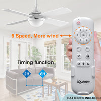 1 x RAW Customer Returns Ovlaim 122CM ceiling fan with LED lighting and remote control, quiet, energy-saving DC motor, 6 speed, 3 color temperature light, timer, suitable for summer and winter updraft and downdraft - white - RRP €159.95