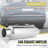 1 x RAW Customer Returns Lobamop Car Exhaust Muffler 2.5 Inlet Stainless Steel Universal Resonator 12 Long Performance Silencer - RRP €44.45