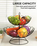 1 x RAW Customer Returns DUSENHO Fruit Etagere 2 Tier Fruit Bowl Fruit Basket for More Space on the Worktop Vegetable Basket Made of Metal Kitchen Decoration Fruit Bowls for Fruit and Vegetables - RRP €27.99