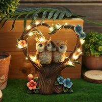 1 x RAW Customer Returns HIAME Garden Decoration Figures Solar Rust Garden Decoration, Garden Figures Illuminated Love Heart Bird Sculpture Ornaments for Outdoor Use, Resin Sculpture Animal Statues with Solar Light B  - RRP €29.79